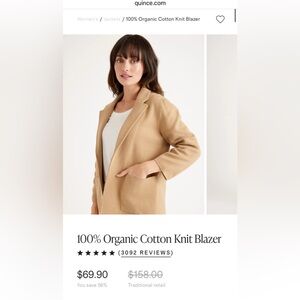 100% Organic Cotton Knit Blazer
